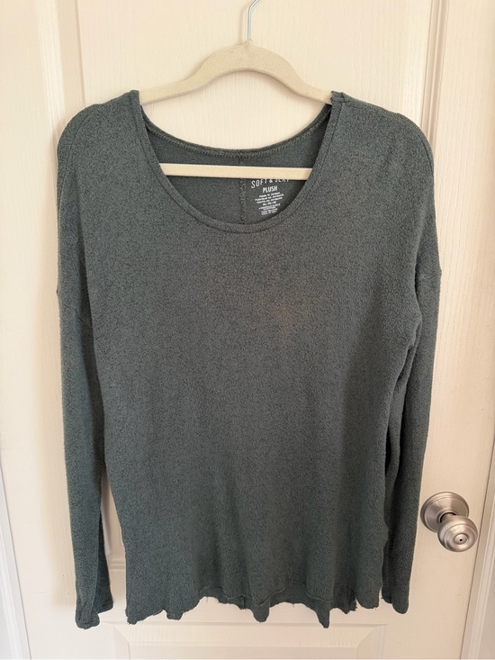 American Eagle Outfitters Sweaters - American Eagle Outfitters Plush Scoop Neck Long-Sleeve Top in Slate Green
